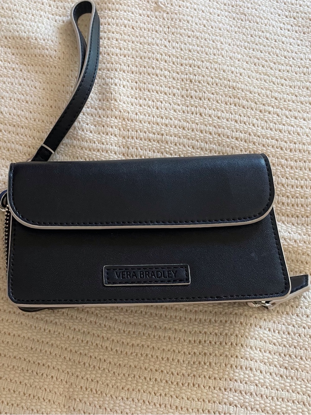 Vera Bradley Black Wristlet Clutch with Light Trim